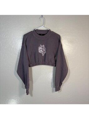 Dare Sport SHE Sweatshirt Womens Small Purple Graphic Wolves Cropped Pullover